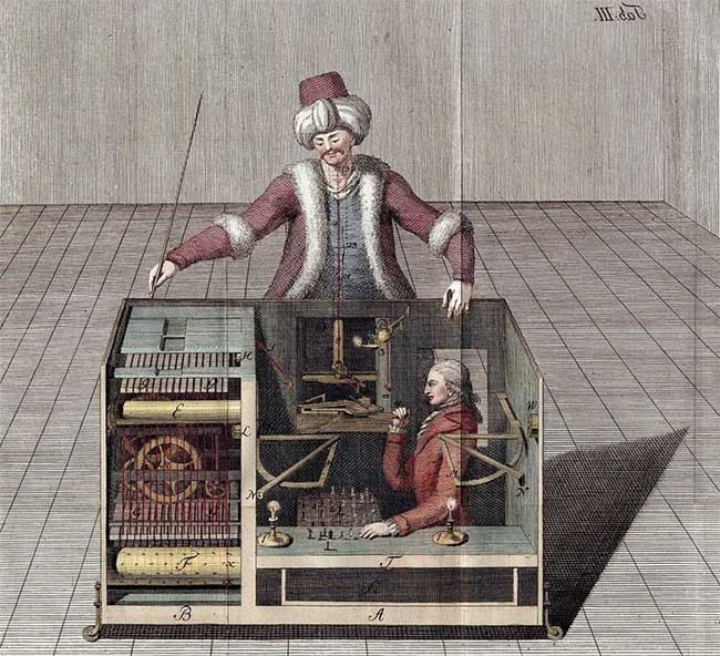 Tranh vẽ minh họa sự lừa đảo của cỗ máy chơi cờ.