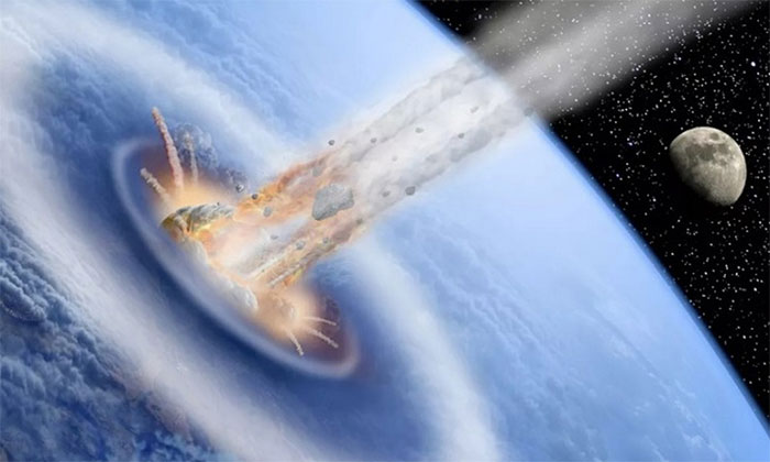 Hình ảnh mô phỏng vụ va chạm giữa tiểu hành tinh và Trái Đất.